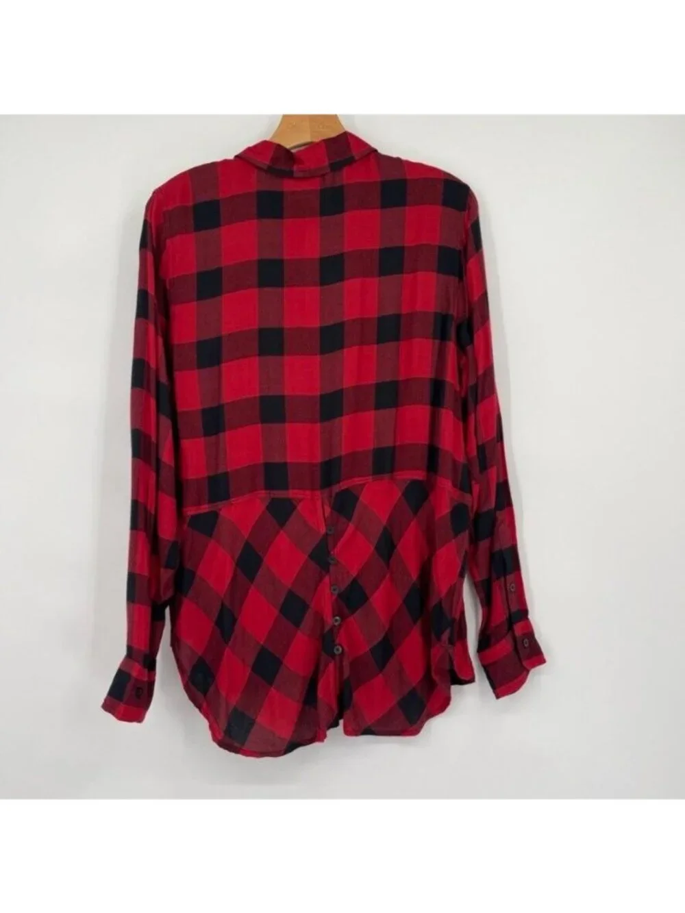 Lucky brand women's blouse top red plaid size medium long sleeve new $79